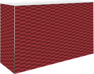 Art Series Service Bar Counter - Retro Chilli Red - White Top - 60 x 180 x 110cm H
